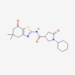 1-cyclohexyl-N-(5,5-dimethyl-7-oxo-4,5,6,7-tetrahydro-1,3-benzothiazol-2-yl)-5-oxopyrrolidine-3-carboxamide