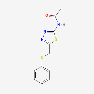 molecular formula C11H11N3OS2 B11171051 N-{5-[(phenylsulfanyl)methyl]-1,3,4-thiadiazol-2-yl}acetamide 