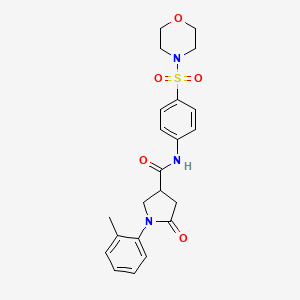 molecular formula C22H25N3O5S B11171170 1-(2-methylphenyl)-N-[4-(morpholin-4-ylsulfonyl)phenyl]-5-oxopyrrolidine-3-carboxamide 