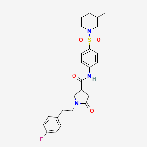 molecular formula C25H30FN3O4S B11171181 1-[2-(4-fluorophenyl)ethyl]-N-{4-[(3-methylpiperidin-1-yl)sulfonyl]phenyl}-5-oxopyrrolidine-3-carboxamide 