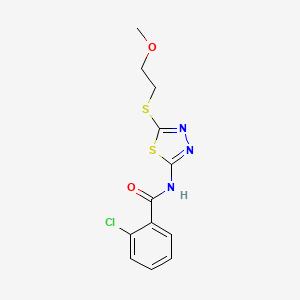 molecular formula C12H12ClN3O2S2 B11171289 2-chloro-N-{5-[(2-methoxyethyl)sulfanyl]-1,3,4-thiadiazol-2-yl}benzamide 