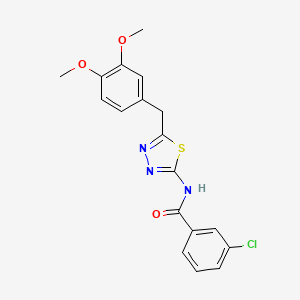 molecular formula C18H16ClN3O3S B11171315 3-chloro-N-[5-(3,4-dimethoxybenzyl)-1,3,4-thiadiazol-2-yl]benzamide 