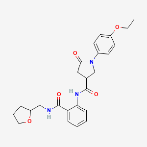 molecular formula C25H29N3O5 B11171353 1-(4-ethoxyphenyl)-5-oxo-N-{2-[(tetrahydrofuran-2-ylmethyl)carbamoyl]phenyl}pyrrolidine-3-carboxamide 