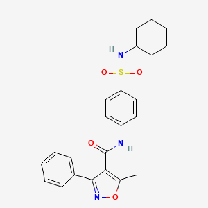 molecular formula C23H25N3O4S B11171373 N-[4-(cyclohexylsulfamoyl)phenyl]-5-methyl-3-phenyl-1,2-oxazole-4-carboxamide 