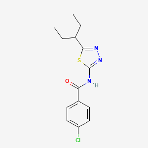 4-chloro-N-[5-(pentan-3-yl)-1,3,4-thiadiazol-2-yl]benzamide