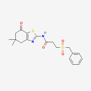 molecular formula C19H22N2O4S2 B11171468 3-(benzylsulfonyl)-N-(5,5-dimethyl-7-oxo-4,5,6,7-tetrahydro-1,3-benzothiazol-2-yl)propanamide 