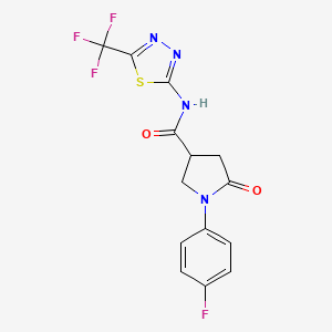 molecular formula C14H10F4N4O2S B11171550 1-(4-fluorophenyl)-5-oxo-N-[5-(trifluoromethyl)-1,3,4-thiadiazol-2-yl]pyrrolidine-3-carboxamide 