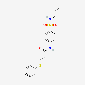 molecular formula C18H22N2O3S2 B11171683 3-(phenylsulfanyl)-N-[4-(propylsulfamoyl)phenyl]propanamide 