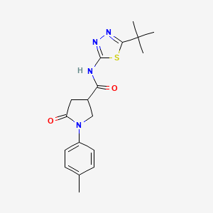 molecular formula C18H22N4O2S B11171711 N-(5-tert-butyl-1,3,4-thiadiazol-2-yl)-1-(4-methylphenyl)-5-oxopyrrolidine-3-carboxamide 