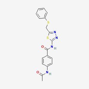 molecular formula C18H16N4O2S2 B11171712 4-(acetylamino)-N-{5-[(phenylsulfanyl)methyl]-1,3,4-thiadiazol-2-yl}benzamide 