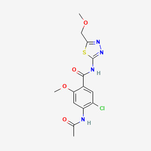 molecular formula C14H15ClN4O4S B11171800 4-(acetylamino)-5-chloro-2-methoxy-N-[5-(methoxymethyl)-1,3,4-thiadiazol-2-yl]benzamide 