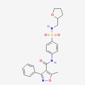 molecular formula C22H23N3O5S B11171886 5-methyl-3-phenyl-N-{4-[(tetrahydrofuran-2-ylmethyl)sulfamoyl]phenyl}-1,2-oxazole-4-carboxamide 