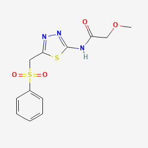 molecular formula C12H13N3O4S2 B11171909 2-methoxy-N-{5-[(phenylsulfonyl)methyl]-1,3,4-thiadiazol-2-yl}acetamide 