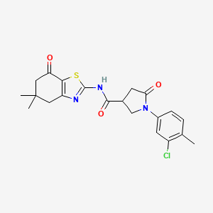 molecular formula C21H22ClN3O3S B11171944 1-(3-chloro-4-methylphenyl)-N-(5,5-dimethyl-7-oxo-4,5,6,7-tetrahydro-1,3-benzothiazol-2-yl)-5-oxopyrrolidine-3-carboxamide 