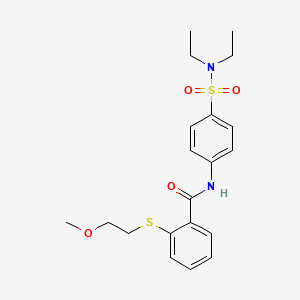 molecular formula C20H26N2O4S2 B11171958 N-[4-(diethylsulfamoyl)phenyl]-2-[(2-methoxyethyl)sulfanyl]benzamide 