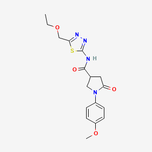 molecular formula C17H20N4O4S B11172006 N-[5-(ethoxymethyl)-1,3,4-thiadiazol-2-yl]-1-(4-methoxyphenyl)-5-oxopyrrolidine-3-carboxamide 