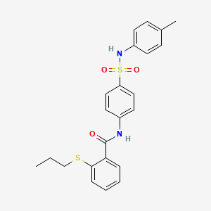 molecular formula C23H24N2O3S2 B11172045 N-{4-[(4-methylphenyl)sulfamoyl]phenyl}-2-(propylsulfanyl)benzamide 