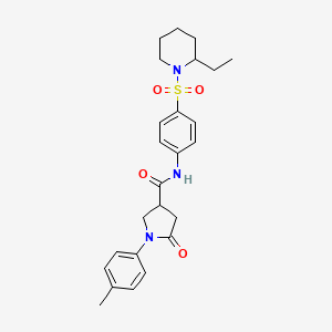 molecular formula C25H31N3O4S B11172051 N-{4-[(2-ethylpiperidin-1-yl)sulfonyl]phenyl}-1-(4-methylphenyl)-5-oxopyrrolidine-3-carboxamide 