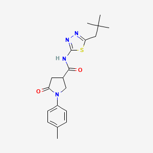 molecular formula C19H24N4O2S B11172069 N-[5-(2,2-dimethylpropyl)-1,3,4-thiadiazol-2-yl]-1-(4-methylphenyl)-5-oxopyrrolidine-3-carboxamide 