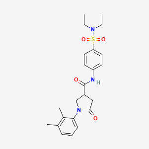 molecular formula C23H29N3O4S B11172083 N-[4-(diethylsulfamoyl)phenyl]-1-(2,3-dimethylphenyl)-5-oxopyrrolidine-3-carboxamide 