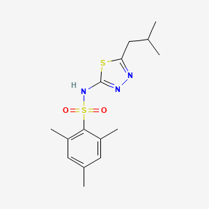 molecular formula C15H21N3O2S2 B11172109 N-(5-Isobutyl-[1,3,4]thiadiazol-2-yl)-2,4,6-trimethyl-benzenesulfonamide 