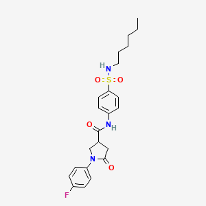 molecular formula C23H28FN3O4S B11172114 1-(4-fluorophenyl)-N-[4-(hexylsulfamoyl)phenyl]-5-oxopyrrolidine-3-carboxamide 