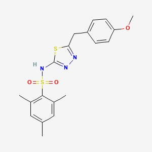 molecular formula C19H21N3O3S2 B11172131 N-[5-(4-methoxybenzyl)-1,3,4-thiadiazol-2-yl]-2,4,6-trimethylbenzenesulfonamide 