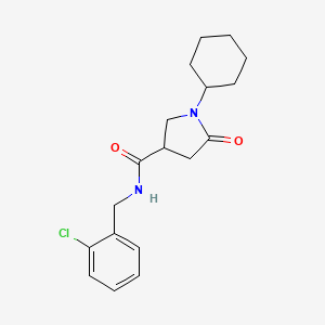 molecular formula C18H23ClN2O2 B11172159 N-(2-chlorobenzyl)-1-cyclohexyl-5-oxopyrrolidine-3-carboxamide 