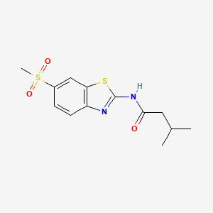 molecular formula C13H16N2O3S2 B11172208 N-(6-Methanesulfonyl-1,3-benzothiazol-2-YL)-3-methylbutanamide 