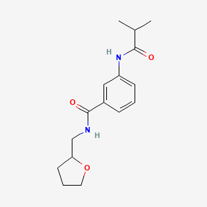 molecular formula C16H22N2O3 B11172303 3-[(2-methylpropanoyl)amino]-N-(tetrahydrofuran-2-ylmethyl)benzamide 