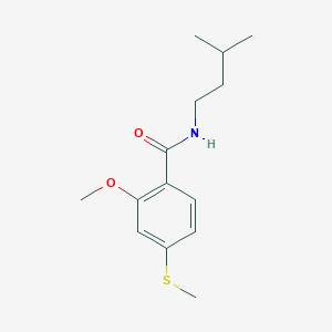 molecular formula C14H21NO2S B11172321 2-methoxy-N-(3-methylbutyl)-4-(methylsulfanyl)benzamide 