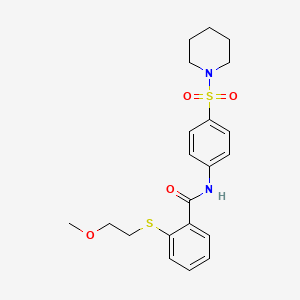 molecular formula C21H26N2O4S2 B11172326 2-[(2-methoxyethyl)sulfanyl]-N-[4-(piperidin-1-ylsulfonyl)phenyl]benzamide 