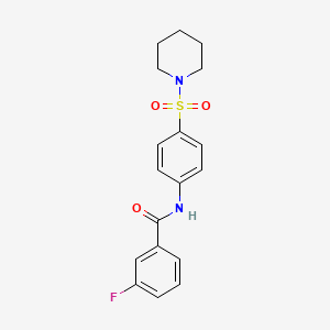 molecular formula C18H19FN2O3S B11172353 3-fluoro-N-[4-(piperidin-1-ylsulfonyl)phenyl]benzamide 