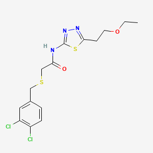 molecular formula C15H17Cl2N3O2S2 B11172452 2-[(3,4-dichlorobenzyl)sulfanyl]-N-[5-(2-ethoxyethyl)-1,3,4-thiadiazol-2-yl]acetamide 