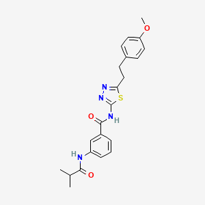 molecular formula C22H24N4O3S B11172460 N-{5-[2-(4-methoxyphenyl)ethyl]-1,3,4-thiadiazol-2-yl}-3-[(2-methylpropanoyl)amino]benzamide 