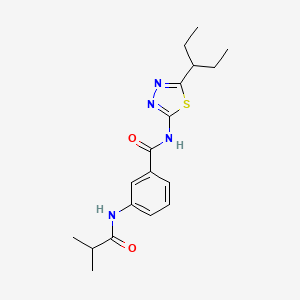 molecular formula C18H24N4O2S B11172464 3-[(2-methylpropanoyl)amino]-N-[5-(pentan-3-yl)-1,3,4-thiadiazol-2-yl]benzamide 