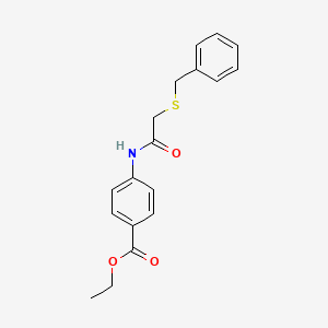 molecular formula C18H19NO3S B11172472 Ethyl 4-{[(benzylsulfanyl)acetyl]amino}benzoate 