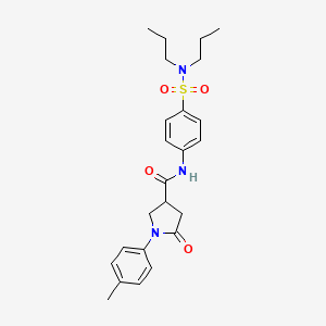 molecular formula C24H31N3O4S B11172506 N-[4-(dipropylsulfamoyl)phenyl]-1-(4-methylphenyl)-5-oxopyrrolidine-3-carboxamide 