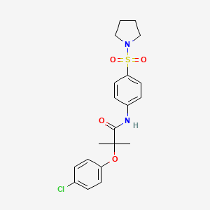 molecular formula C20H23ClN2O4S B11172533 2-(4-chlorophenoxy)-2-methyl-N-[4-(pyrrolidine-1-sulfonyl)phenyl]propanamide 