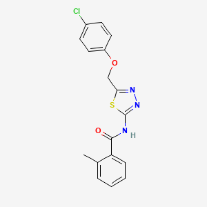 N-{5-[(4-chlorophenoxy)methyl]-1,3,4-thiadiazol-2-yl}-2-methylbenzamide