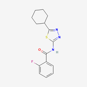 molecular formula C15H16FN3OS B11172564 N-(5-cyclohexyl-1,3,4-thiadiazol-2-yl)-2-fluorobenzamide 