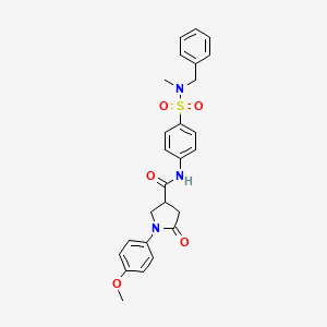 molecular formula C26H27N3O5S B11172588 N-{4-[benzyl(methyl)sulfamoyl]phenyl}-1-(4-methoxyphenyl)-5-oxopyrrolidine-3-carboxamide 