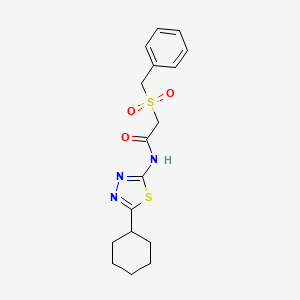 molecular formula C17H21N3O3S2 B11172607 N-(5-Cyclohexyl-[1,3,4]thiadiazol-2-yl)-2-phenylmethanesulfonyl-acetamide 