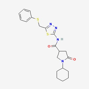 1-cyclohexyl-5-oxo-N-{5-[(phenylsulfanyl)methyl]-1,3,4-thiadiazol-2-yl}pyrrolidine-3-carboxamide