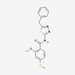 molecular formula C18H17N3O2S2 B11172644 N-(5-benzyl-1,3,4-thiadiazol-2-yl)-2-methoxy-4-(methylsulfanyl)benzamide 