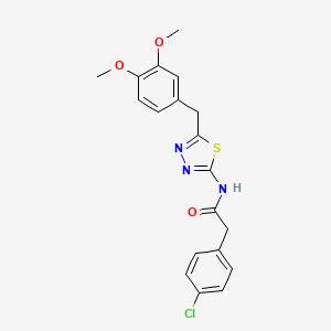 2-(4-chlorophenyl)-N-[5-(3,4-dimethoxybenzyl)-1,3,4-thiadiazol-2-yl]acetamide