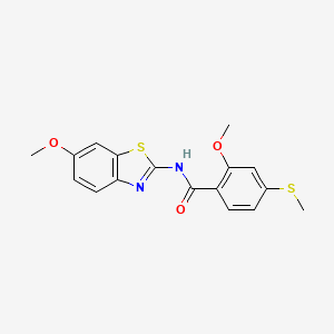 2-methoxy-N-(6-methoxy-1,3-benzothiazol-2-yl)-4-(methylsulfanyl)benzamide