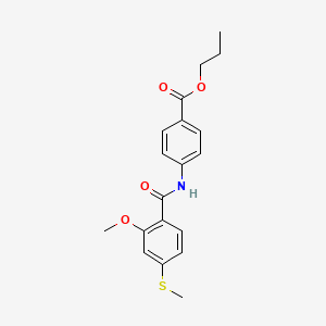 molecular formula C19H21NO4S B11172687 Propyl 4-({[2-methoxy-4-(methylsulfanyl)phenyl]carbonyl}amino)benzoate 