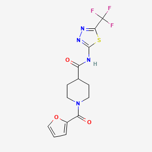 molecular formula C14H13F3N4O3S B11172717 1-(furan-2-ylcarbonyl)-N-[5-(trifluoromethyl)-1,3,4-thiadiazol-2-yl]piperidine-4-carboxamide 