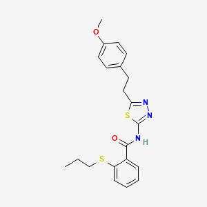 molecular formula C21H23N3O2S2 B11172741 N-{5-[2-(4-methoxyphenyl)ethyl]-1,3,4-thiadiazol-2-yl}-2-(propylsulfanyl)benzamide 